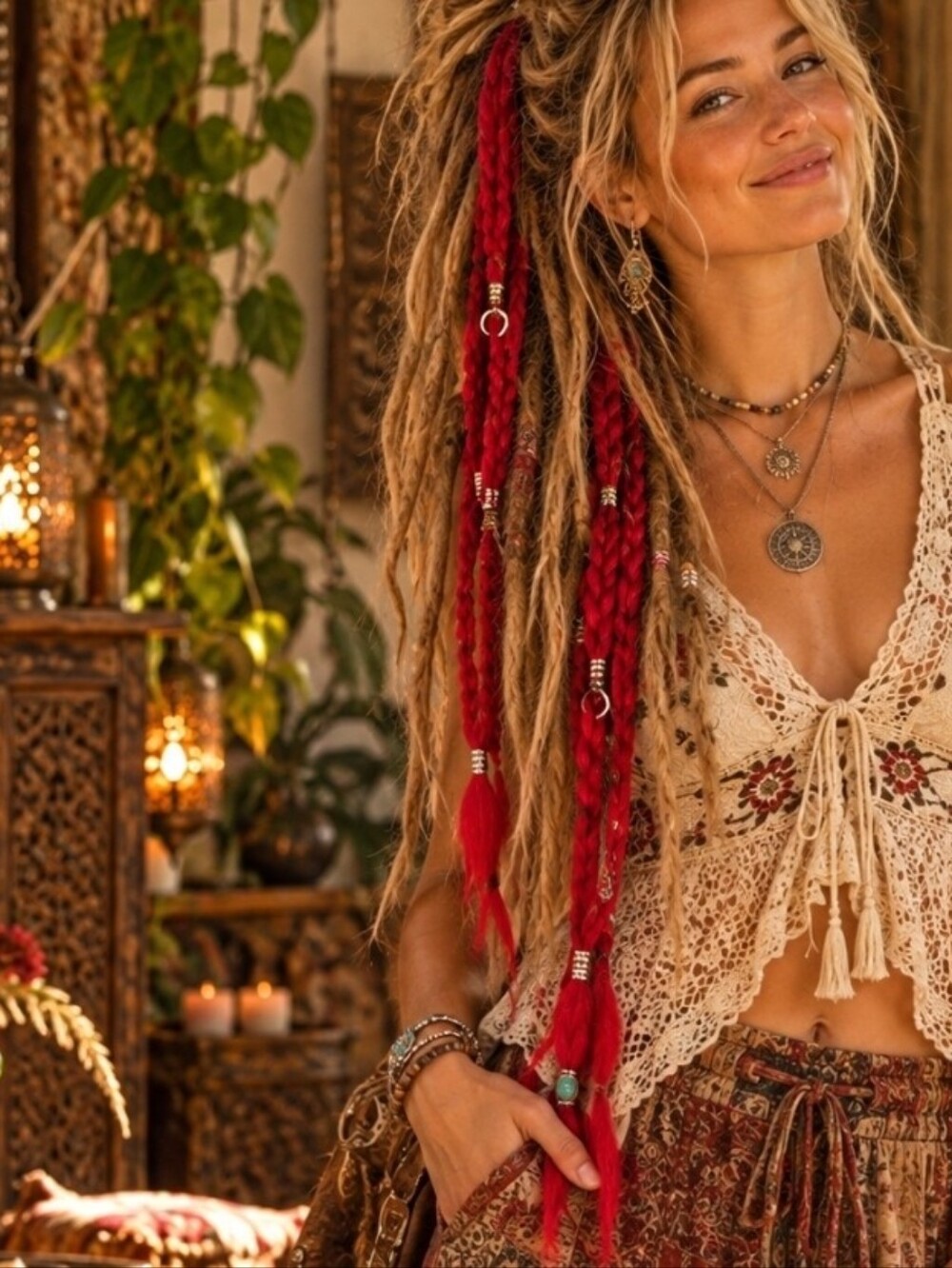 4/$15 NEW Handmade Red Braided Hair Extension 24” | Boho Festival Fairycore Y2K